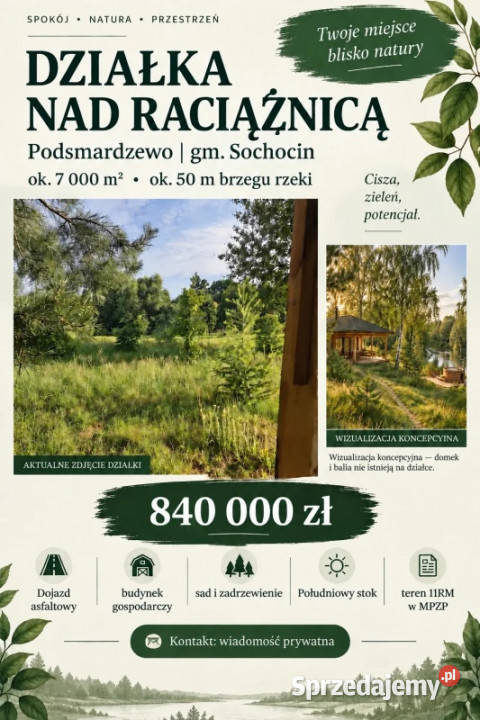 Działka z dostępem do wody linią brzegową Podsmardzewo