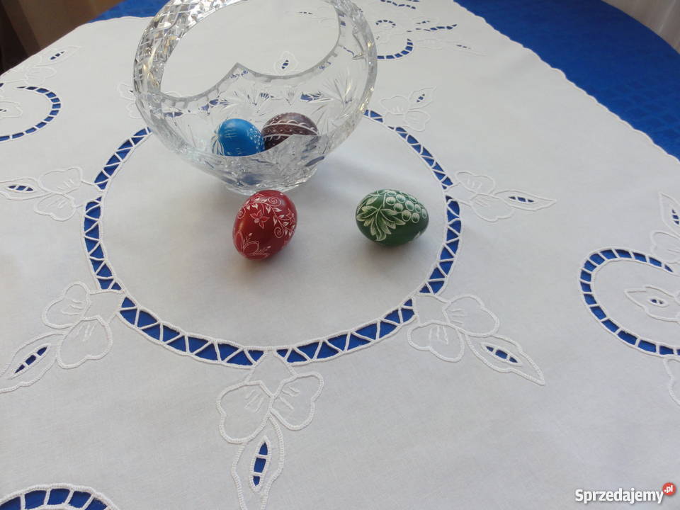 Serweta bieżnik biały wyszywany ręcznie haftem Lublin sprzedam