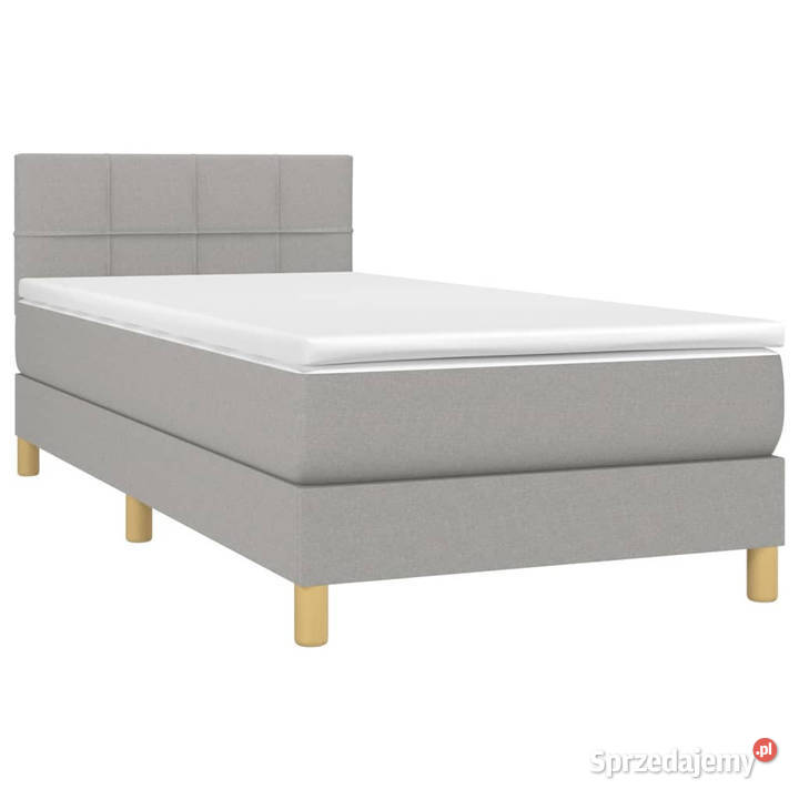 Łóżko kontynentalne z materacem jasnoszare 88cm sprzedam