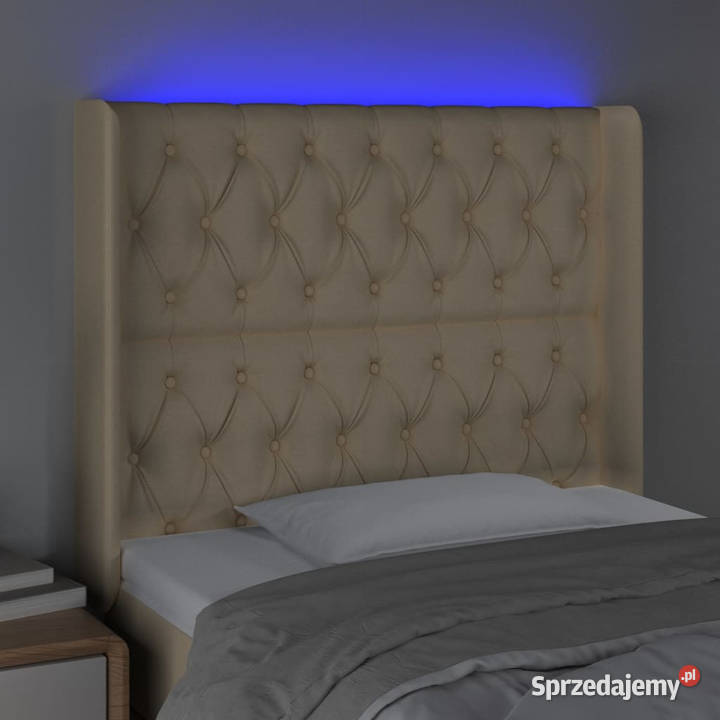 Zagłówek do łóżka z LED kremowy 103x16x118128