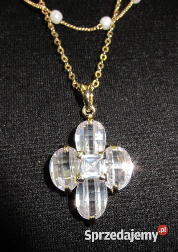 Wisiorek z perełkami i topazami pozłacane Zegarki i Biżuteria Sieradz