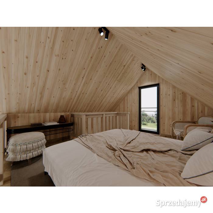 Drewniany domek szkieletowy z antresolą 25 m2 warmińsko-mazurskie Mrągowo sprzedam
