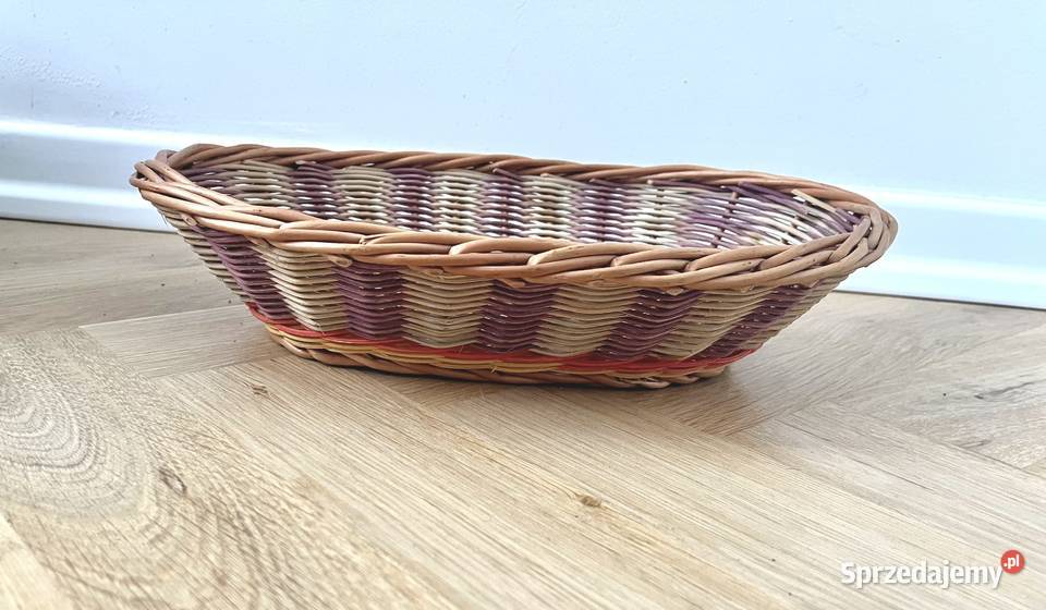Koszyk wiklinowy Boho w pasy Warszawa