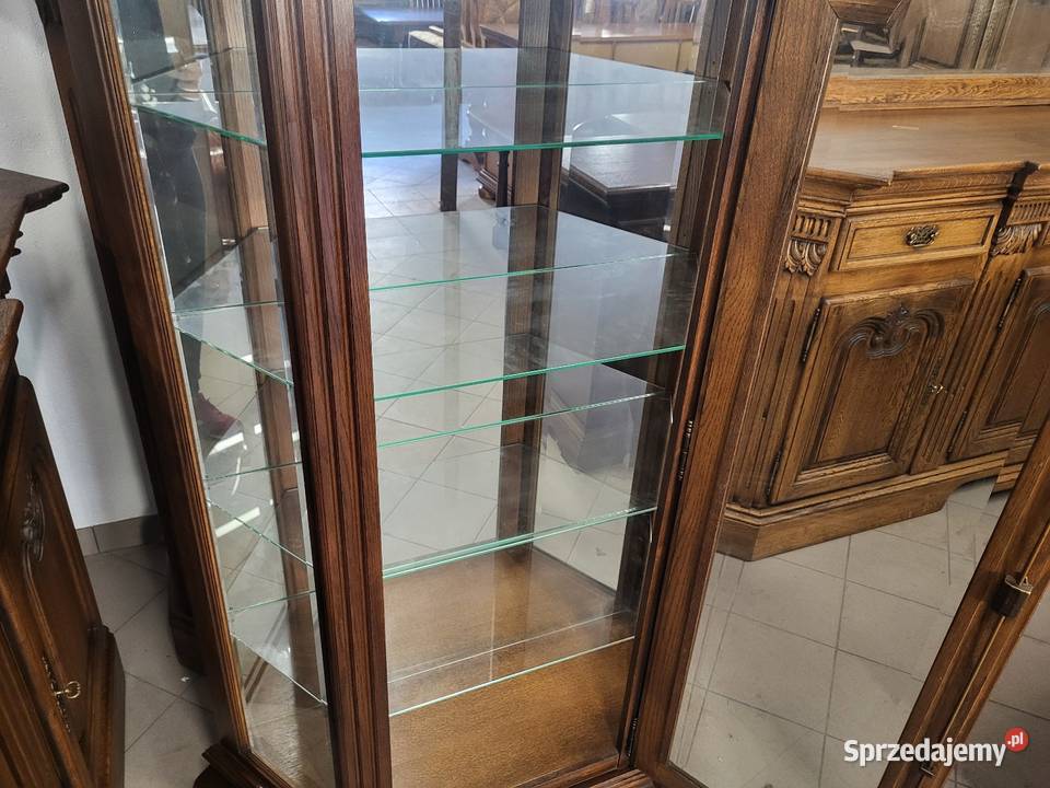 Ładna witrynka dębowa podświetlana lustro meble Kleczew sprzedam