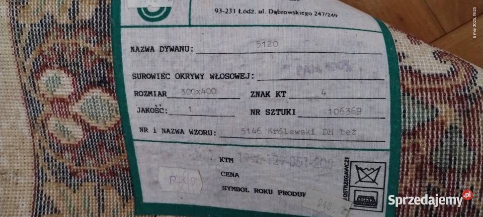 Dywan marki Dywilan Królewski beż 300x400 Piła sprzedam