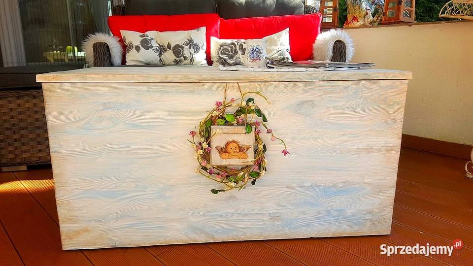 Skrzynia rustykalna siedzisko kufer ławka biała Pozostałe Radków sprzedam