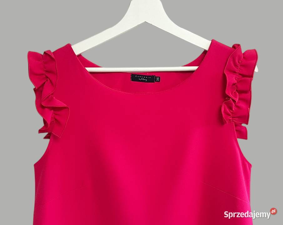 Damska sukienka elegancka różowa rękaw falbanka małopolskie Chrzanów