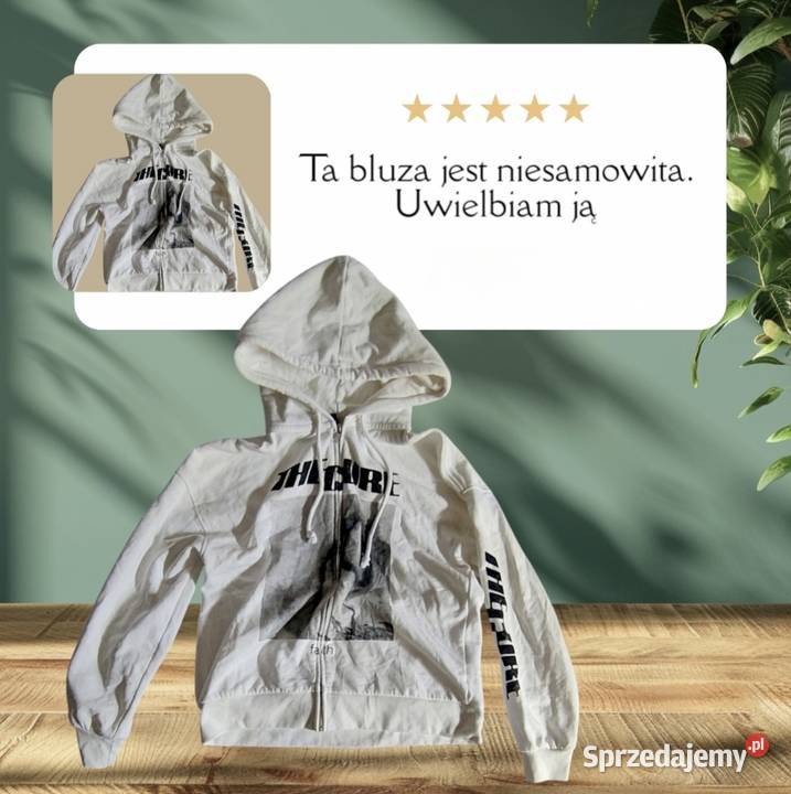 Stylowa biała bluza z kapturem marki HM świętokrzyskie