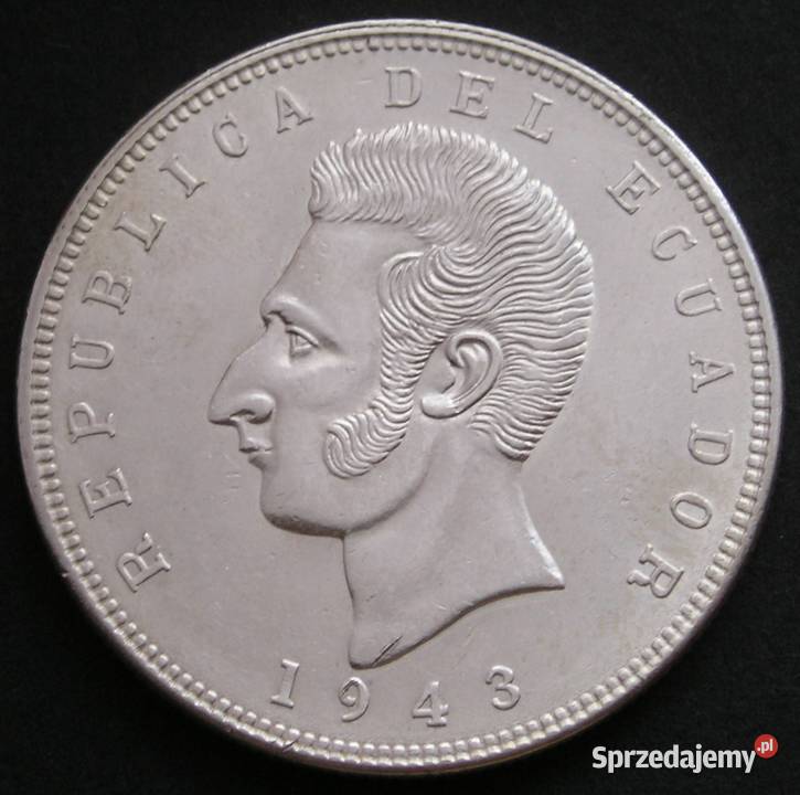 Ekwador 5 sucre 1943 SREBRO Simon Bolivar Łódź sprzedam