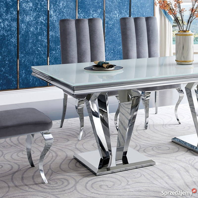 Stół glamour Belmont 220x100 szklany blat 75cm Warszawa