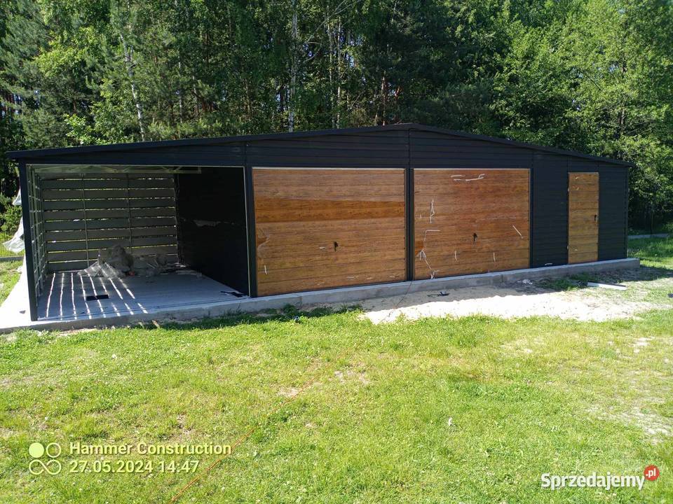 Garaż blaszany wiata Konstrukcja W OCYNKU Nieruchomości pomorskie