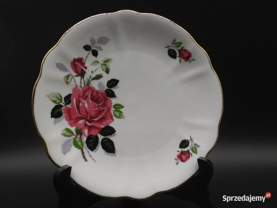 Talerz deserowy róże Rheinpfalz Hartporzellan wielkopolskie Raszków