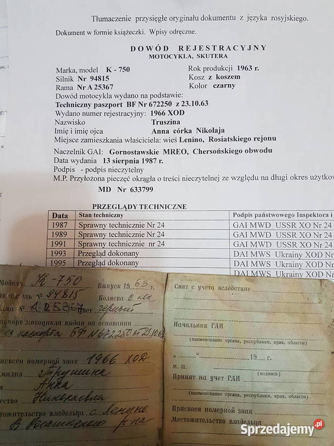 Kolekcjonerski Dowód Rejestracyjny K750 Hajnówka