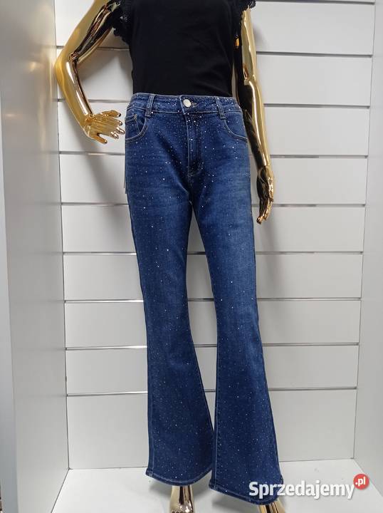 Jeansy elastyczne dzwony cyrkonie rozmiar 40 Konin sprzedam