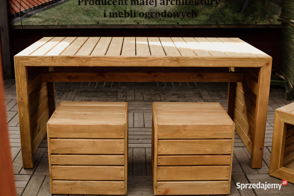 Meble ogrodowe drewniane tarasowe nieskładane Kalety