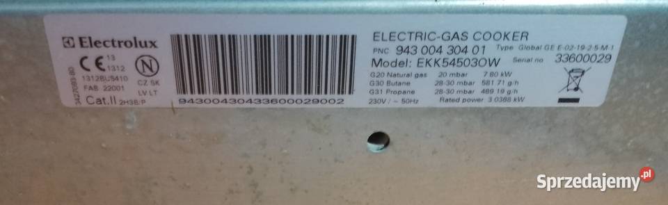 Kuchnia gazowa Electrolux Płock