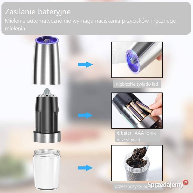 2x GRAWITACYJNY młynek elektryczny do soli i mazowieckie Zielonka