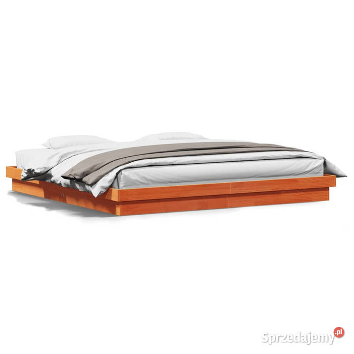 Rama łóżka z LED woskowy brąz lite drewno 21cm Warszawa