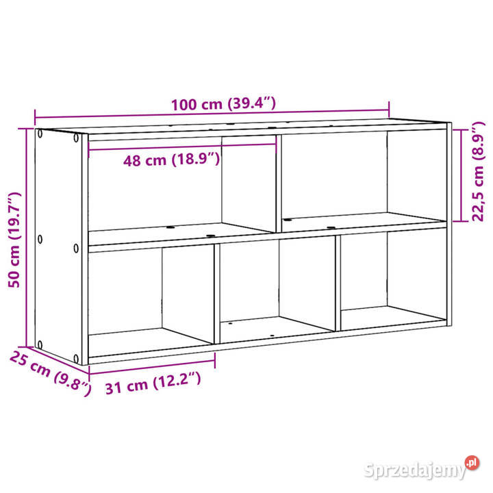 Półka ścienna brązowy dąb 100x25x50 WM853278 mazowieckie Warszawa