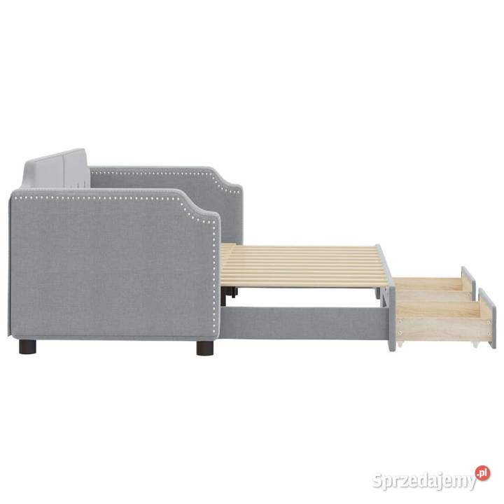 Sofa rozsuwana z szufladami jasnoszara tkanina mazowieckie Warszawa