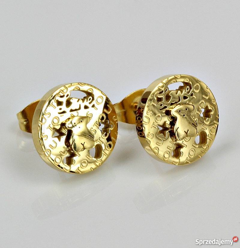 Okrągłe Złote Kolczyki Tous Miś Okazja Wrocław