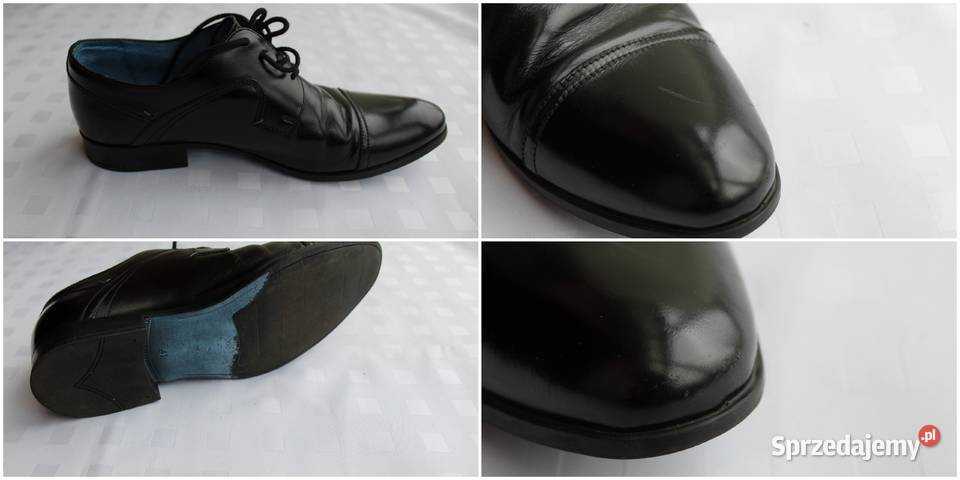 Półbuty Męskie 41 Czarny Skórzane Do Garnituru Półbuty śląskie Bielsko-Biała