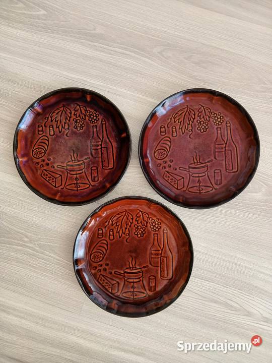 Zestaw brązowych talerzy śniadaniowych porcelit