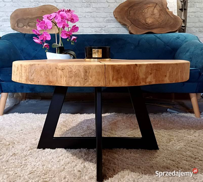 Stolik kawowy 82x71 plaster drewna loft ława