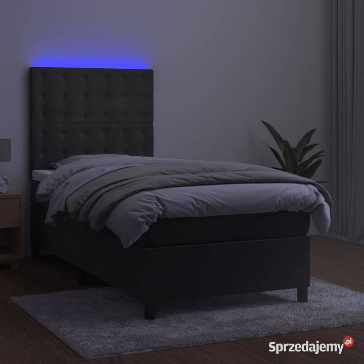 Łóżko kontynentalne z materacem i LED szary 90cm mazowieckie