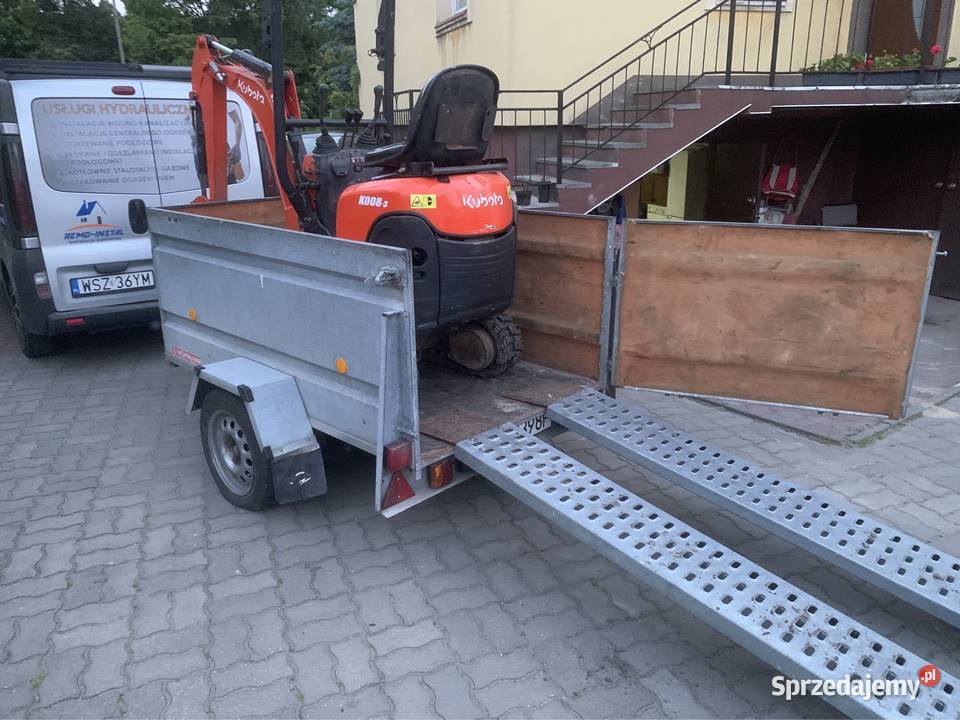 Przyczepka minikoparka Wormann 750 hamulec burtowe Burtowe i plandeki Szydłowiec