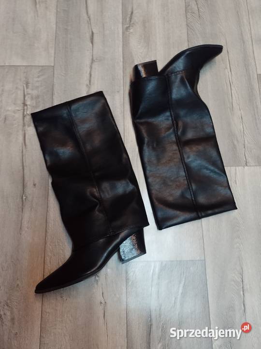 4142 Ekskluzywne czarne wygodne Kozaki kowbojki Kraków