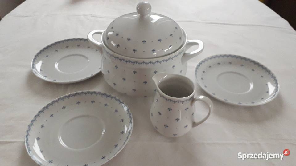 Arzberg porcelana waza talerze mlecznik niebieski wzór