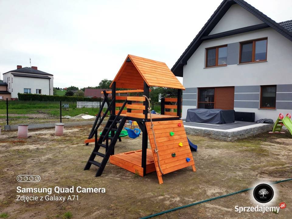 Drewniany plac zabaw komplet domek dziecięcy