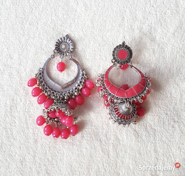 Długie kolczyki orientalne jhumki kolor srebrny Szczecin sprzedam