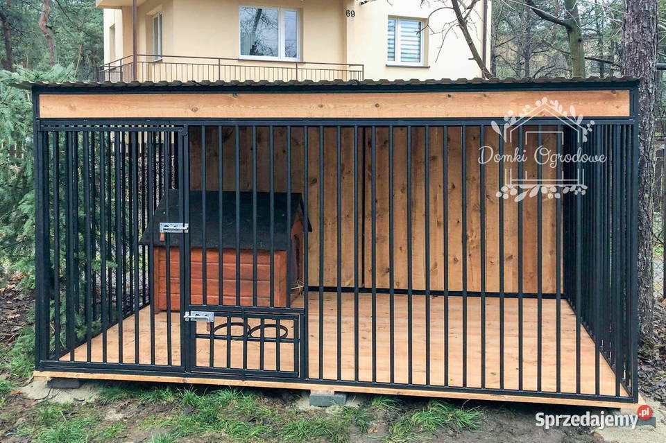 Kojec psów 3x2m Wiatrołap podłoga drewno uchwyt Cieszyn