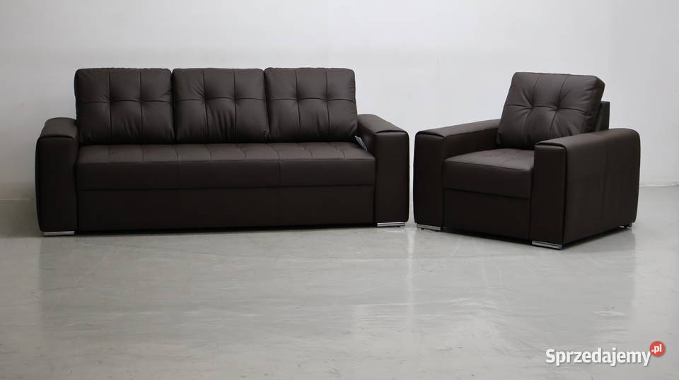 KOMPLET 31 sofy kanapy zestaw brązowa skóra Komplety wypoczynkowe wielkopolskie