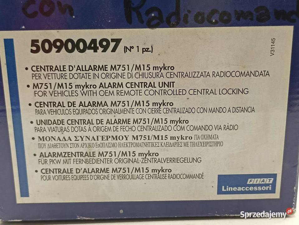 ALARM FABRYCZNY FIAT PUNTO 19992003 ORYGINALNY Panele sterowania, przełączniki