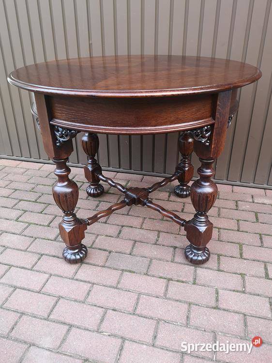 Stół Dębowy Okrągły 99 Unikat Zgrabny Stary Meble Swarzędz sprzedam