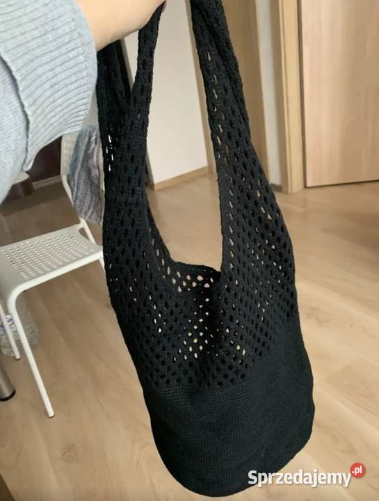 Czarna dziergana torebka Na ramię  dolnośląskie Legnica