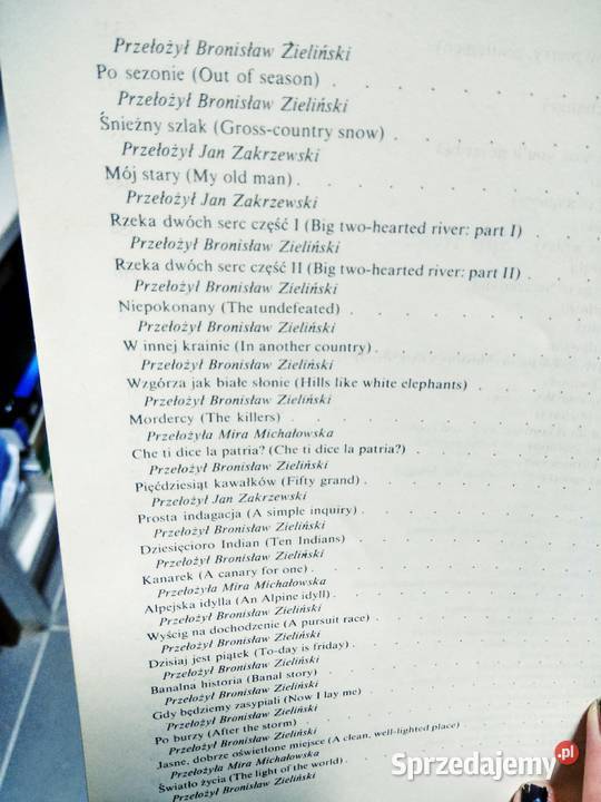 Hemingway 49 opowiadań lektury szkolne Warszawa