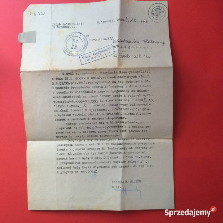 1687 Pismo Wezwanie Do Prac Rolnych Antykwariat Szczecin