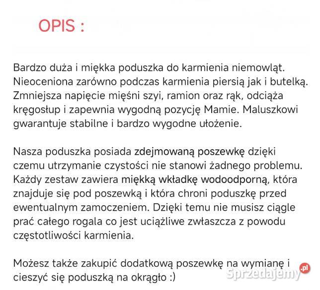 Poduszka do karmienia C nowa Rogal wodoodporna