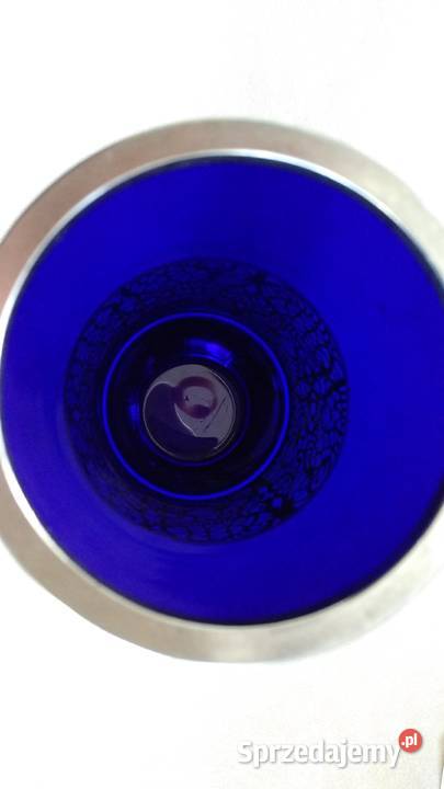 Wazon niebieskie szkło i stal nierdzewna Bydgoszcz