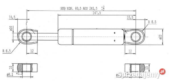 Sprężyna gazowa L2415 mm 1300N Stabilus CA719250 Do maszyn uprawowych Kamionna sprzedam