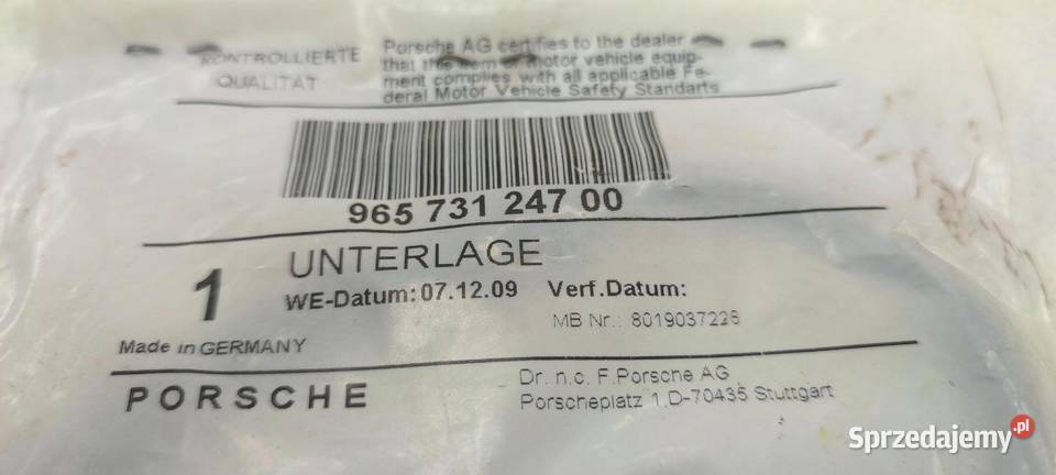 PORSCHE 911 uszczelka lusterka lewego 965 731