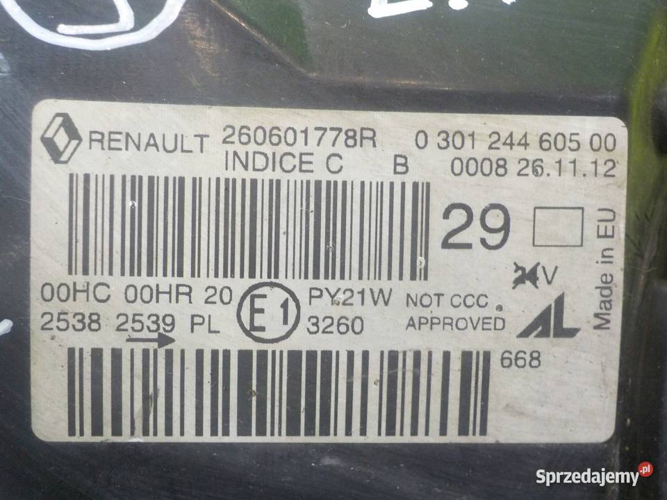 RENAULT MEGANE III LIFT 16 B 12r HB 5D lampa osobowe Suków