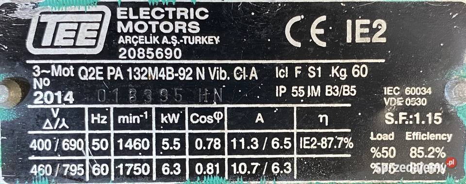 pompa WILO 55kW 1460obr BL80220554 kujawsko-pomorskie Pigża