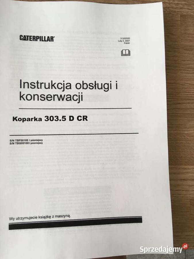 dtr instrukcja obsługi koparka caterpillar 3035 Pozostałe Szczecin