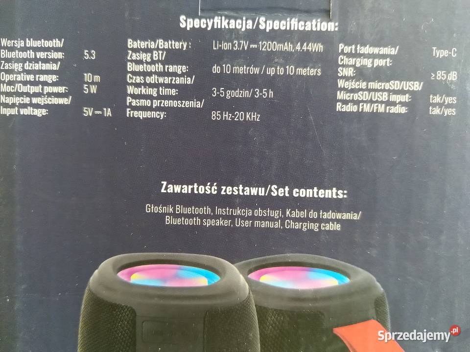 NAJTANIEJ Głośnik Bezprzewodowy 5W BT 53 RGB Zabrze sprzedam