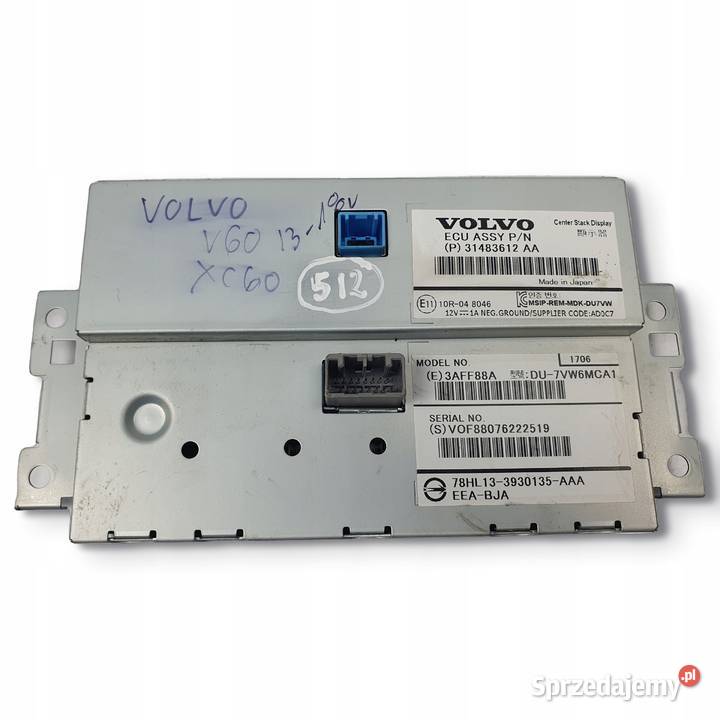 EKRAN NAWIGACJI Monitor Volvo V60 I S60 II osobowe Sprzęt audio fabryczny